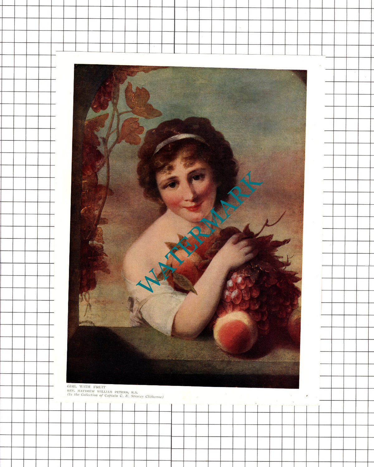 Girl With Fruit Rev Matthew William Peters - 1910 Print