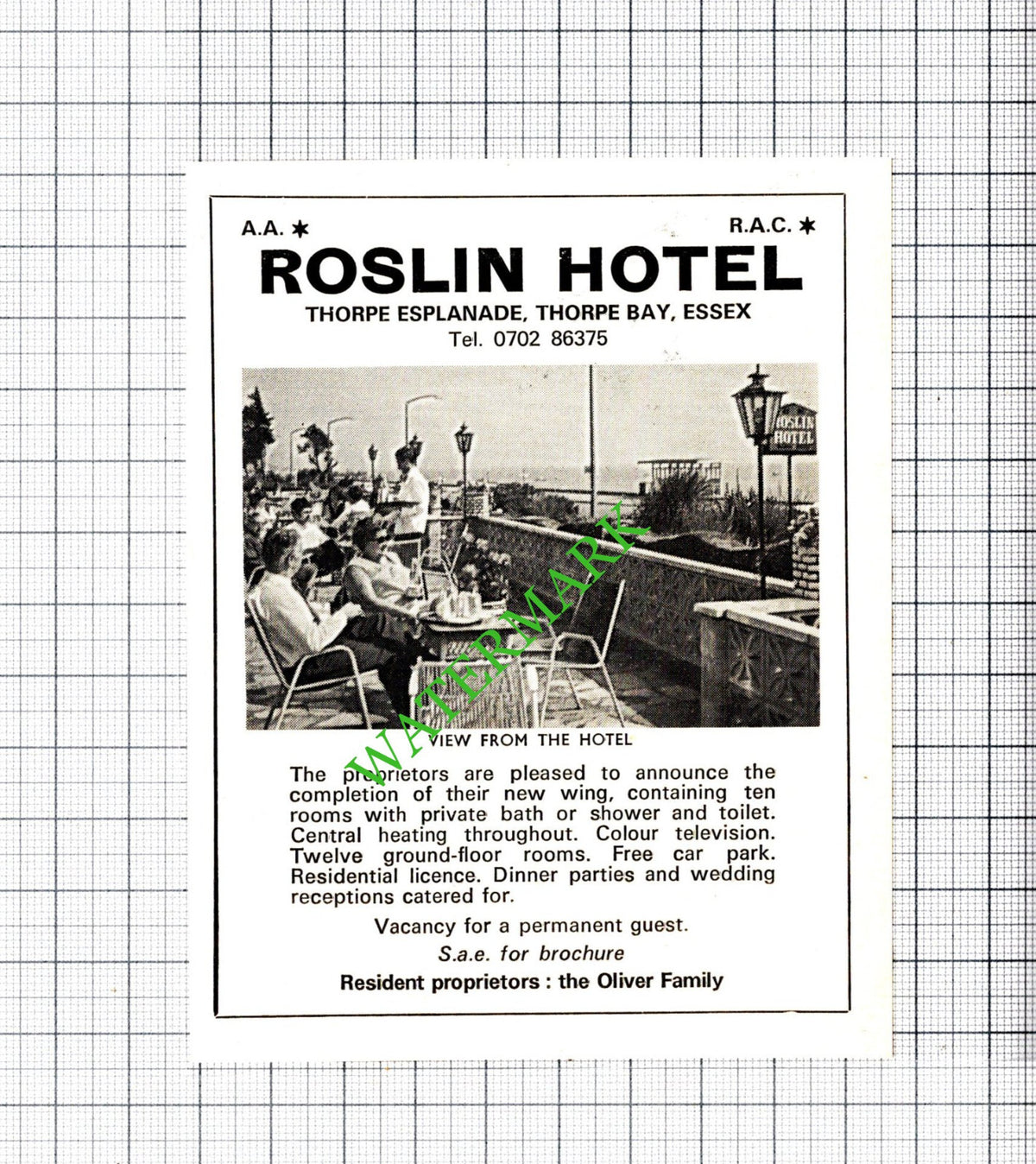 Roslin Hotel Thorpe Bay Essex Oliver Small Advert - 1971 Cutting