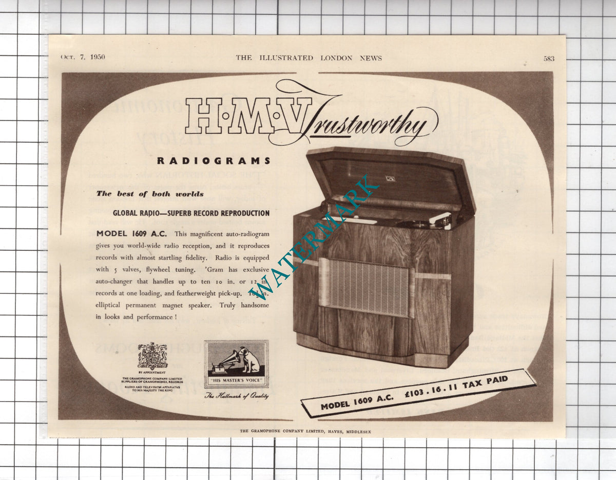 HMV  Radio Advert - 1950 Cutting