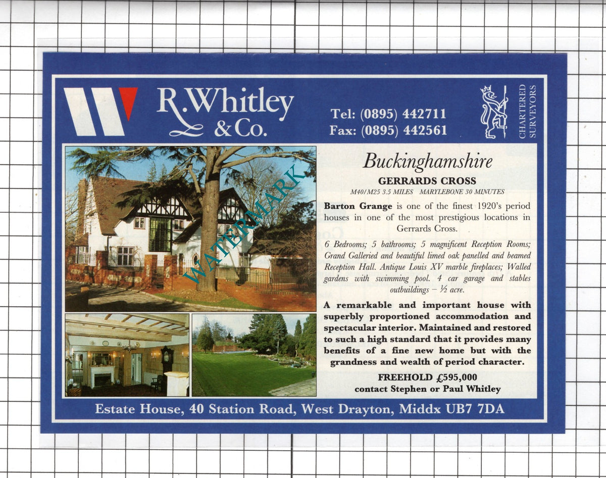 Barton Grange Gerrards Cross Buckinghamshire  - 1991 House Sale Advert