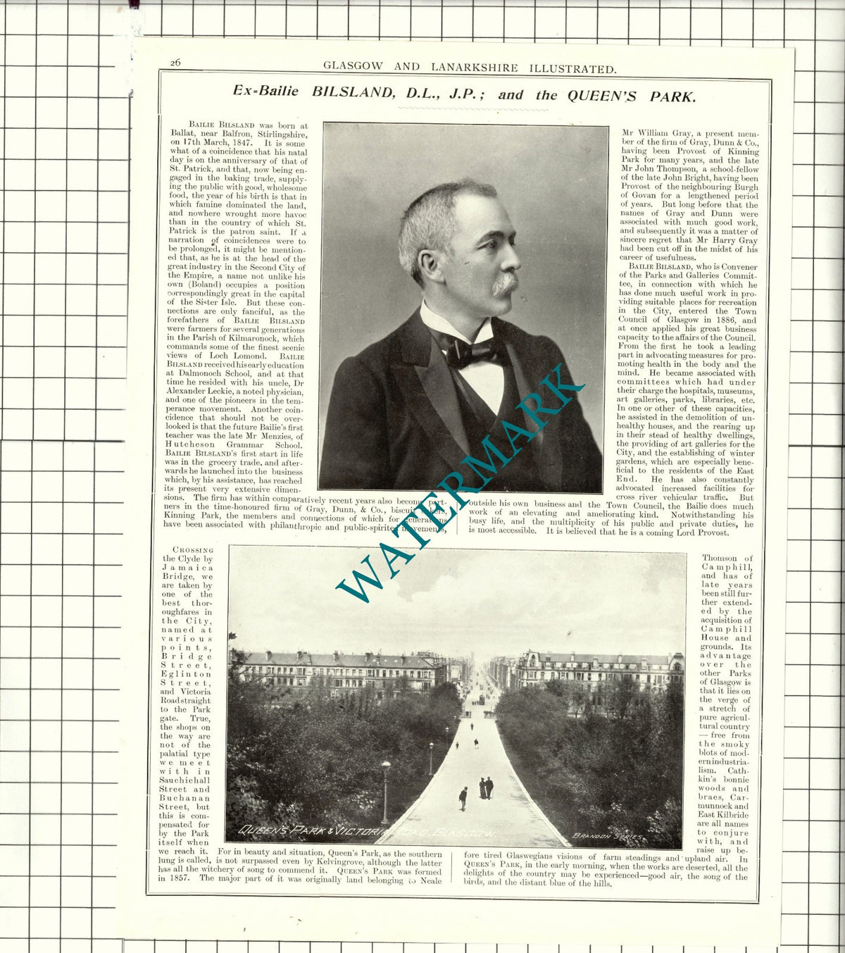 Preceptor R M Mitchell Glasgow / Bailie Bilsland Ballat Scotland - 1904 Article