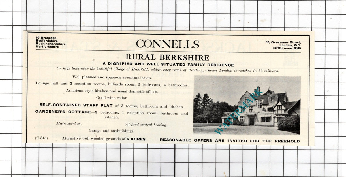 Bradfield Berkshire  - 1967 House Sale Advert