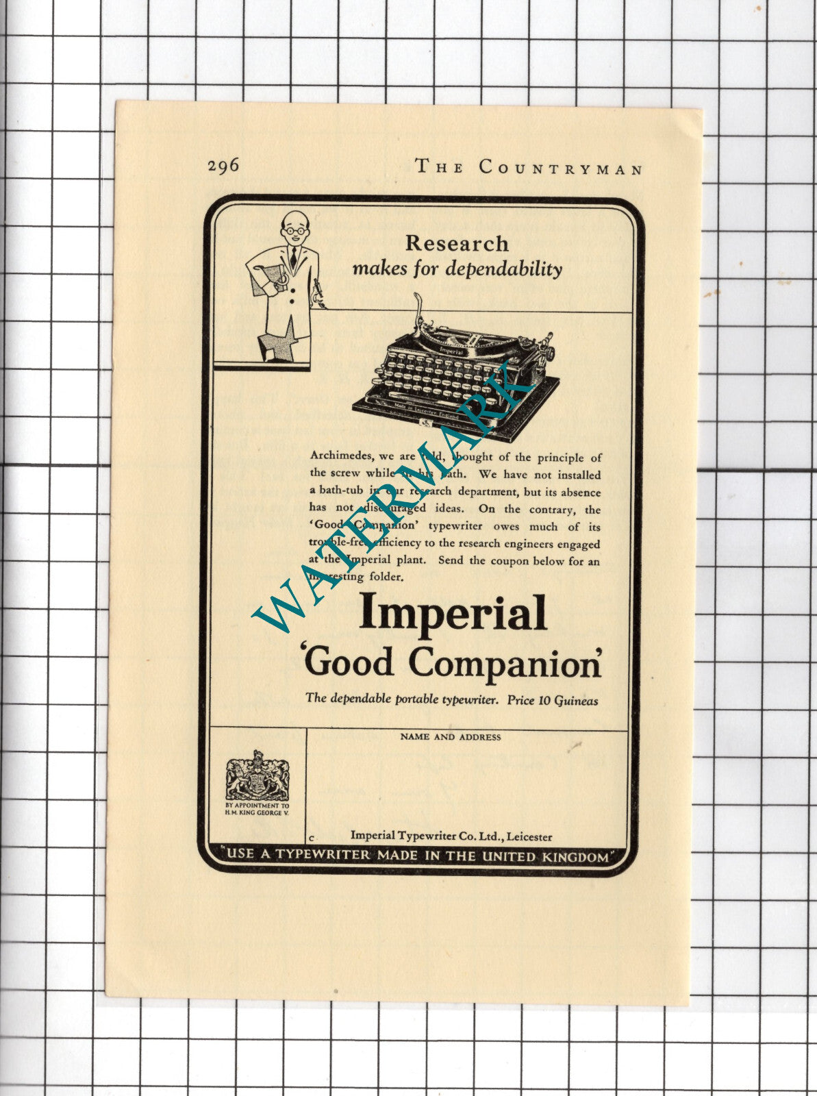 Imperial Typewriter  Advert - 1938 Clipping