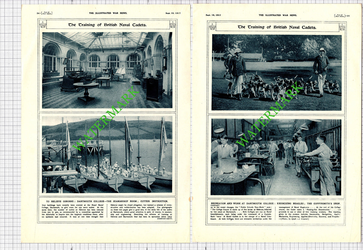 Dartmouth College Naval Cadets Great War WW1 - 1917 2-Part Cutting