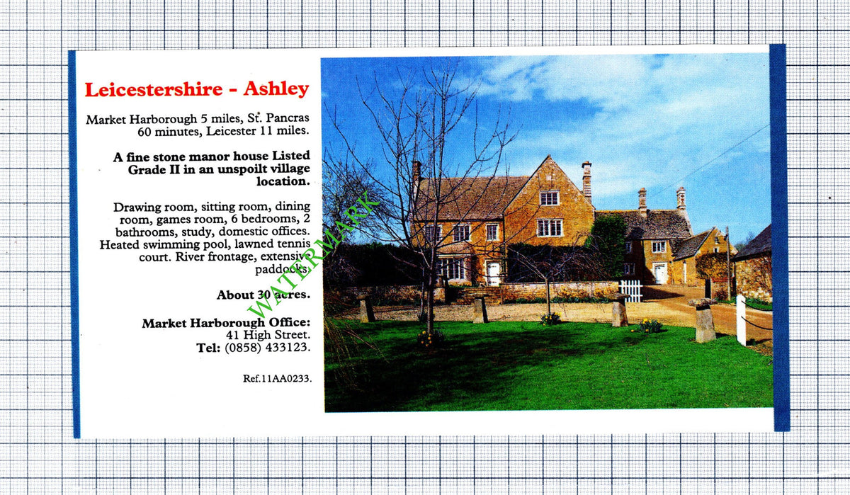 Ashley Leicestershire House Sale Advert - 1991 Cutting