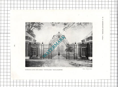 Hatchlands Guildford Surrey  Goodhart-Rendel Architect - 1911 Cutting / Print
