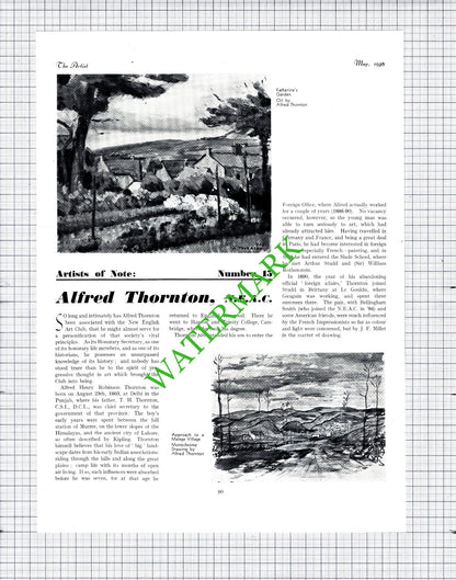 Alfred Thornton Artist   - 1936  Article