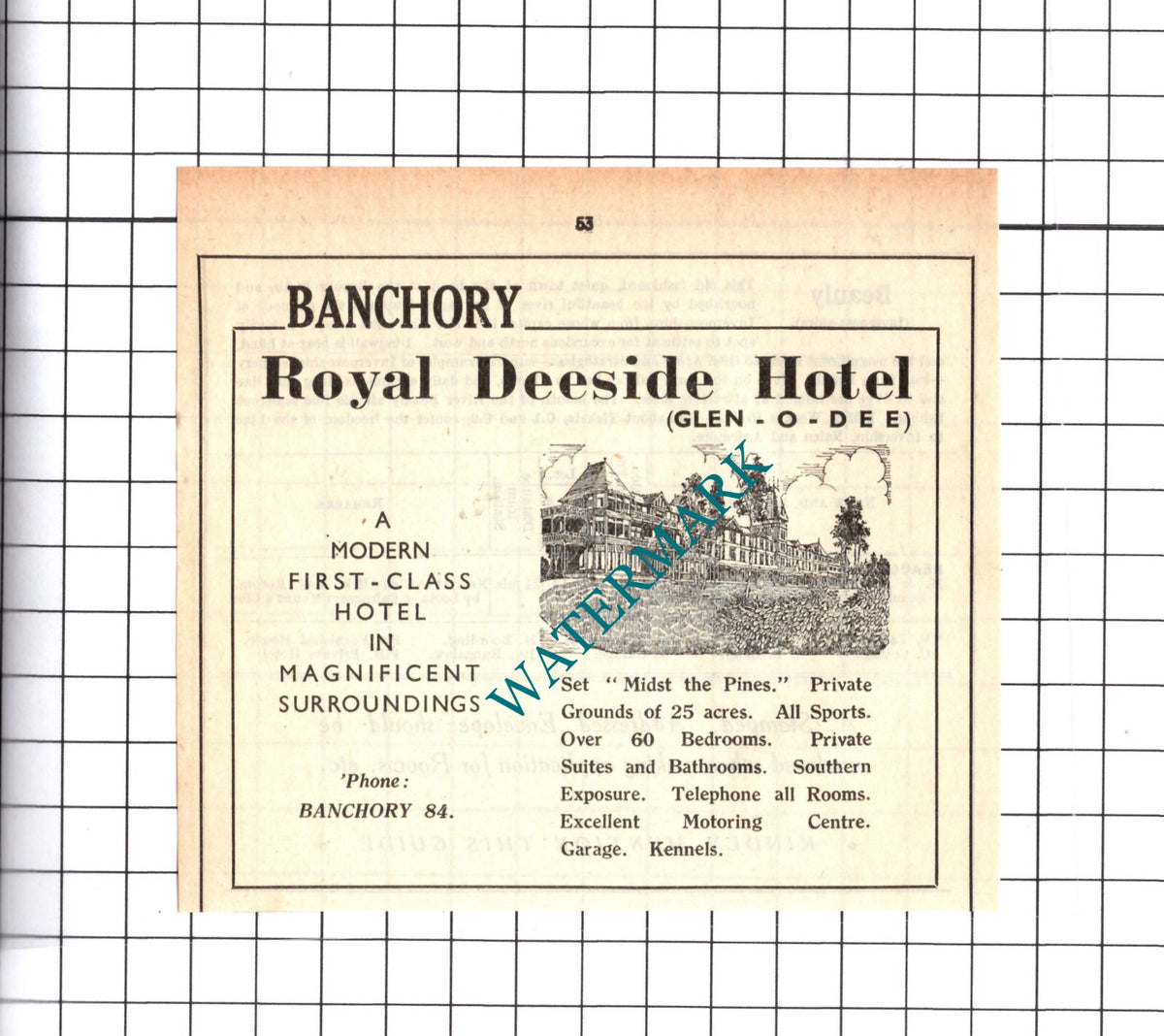 Royal Deeside Hotel Banchory Small Advert - 1939 Cutting