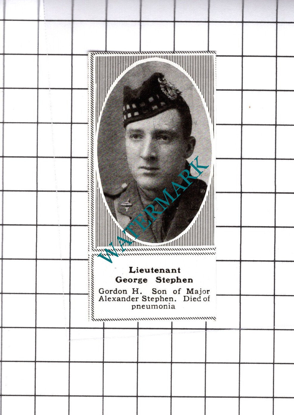 Lt George Stephen Gordon Highlanders Major Alexander  WW1  - 1919 SMALL Cutting