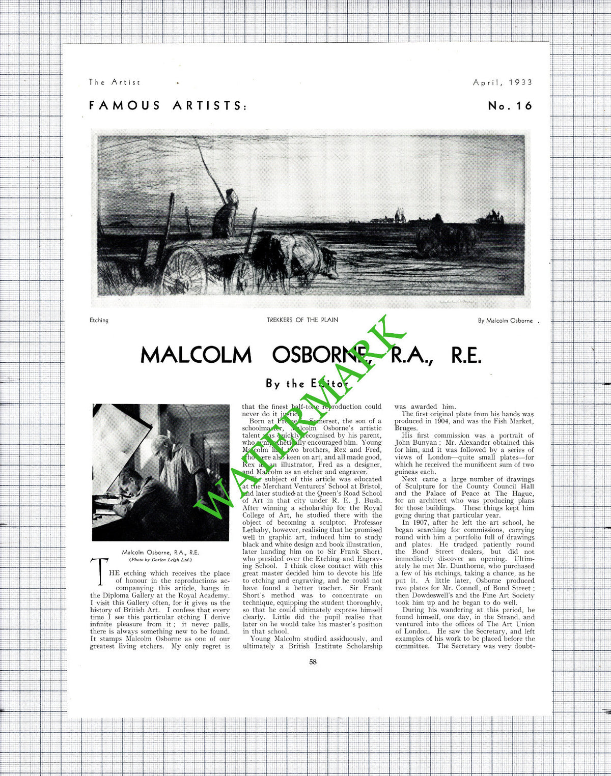 Malcolm Osborne Artist      - 1933 Article