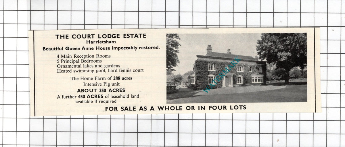 The Court Lodge Estate Harrietsham Kent House Sale Advert - 1967