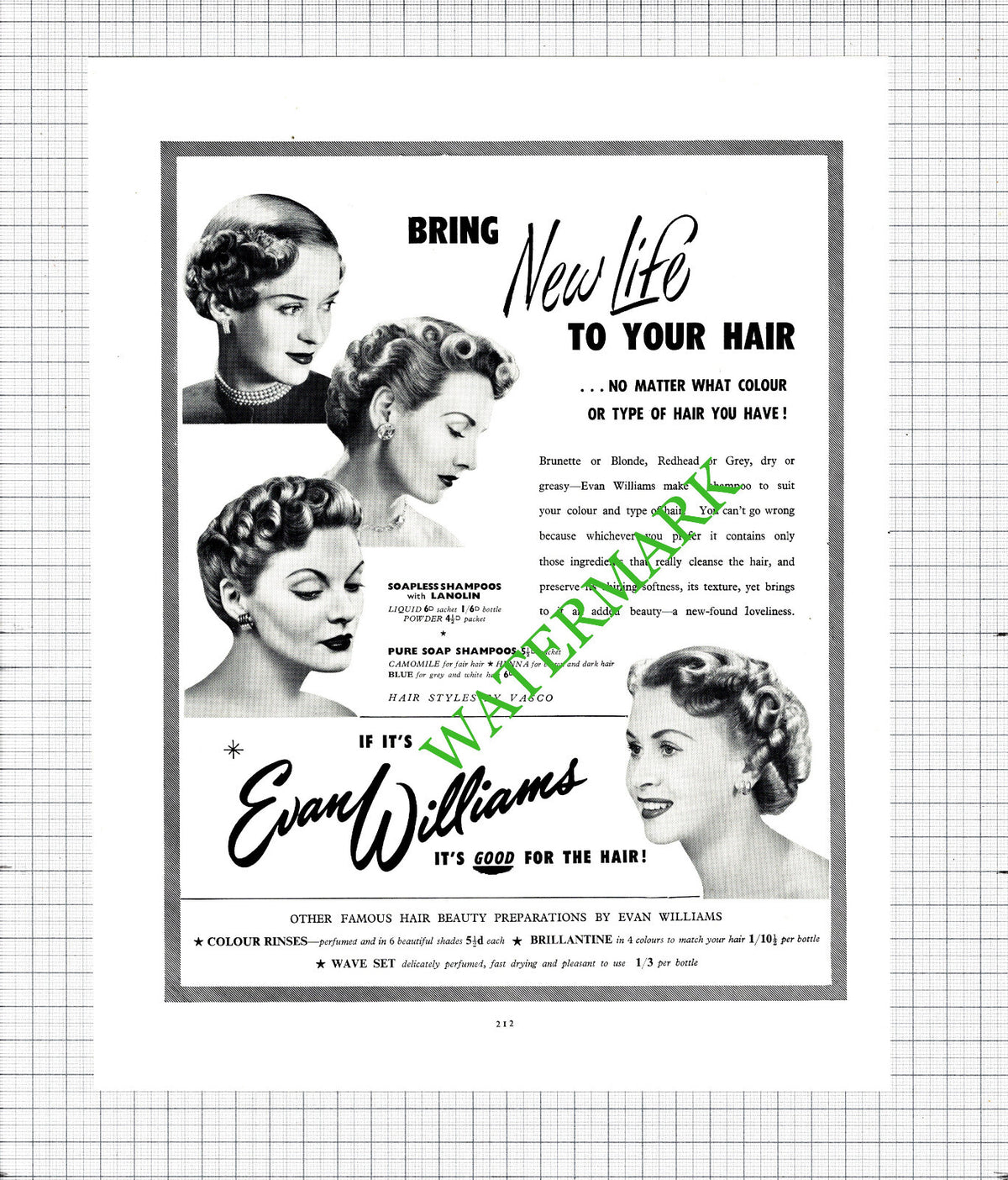 Evan Williams Hair ADVERT   - 1956 Cutting