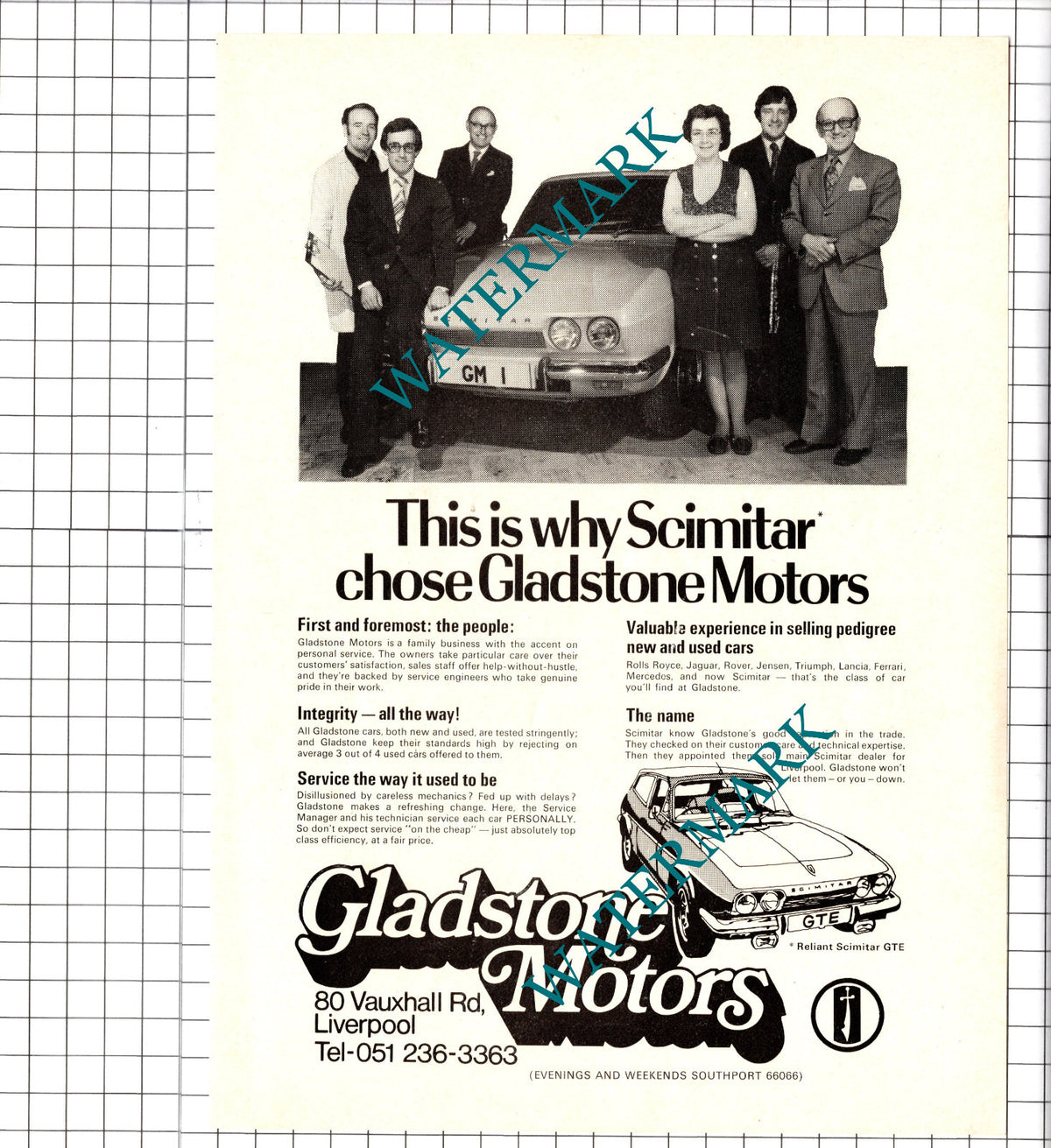 Gladstone Motors Liverpool  / Suttons Helicopters Ltd St Helens -  1974 Clipping