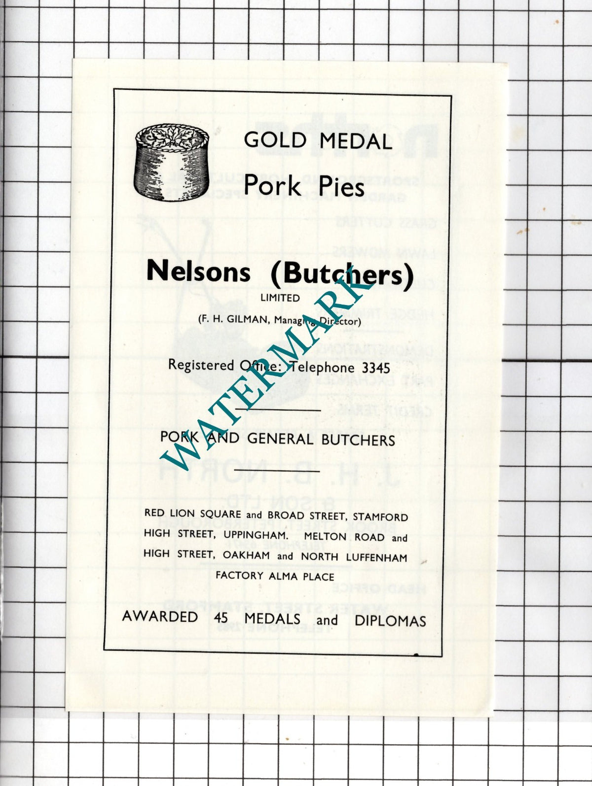 Nelsons Butchers Ltd Stamford FH Gilman JHB North & Son Peterborough 1974 Advert