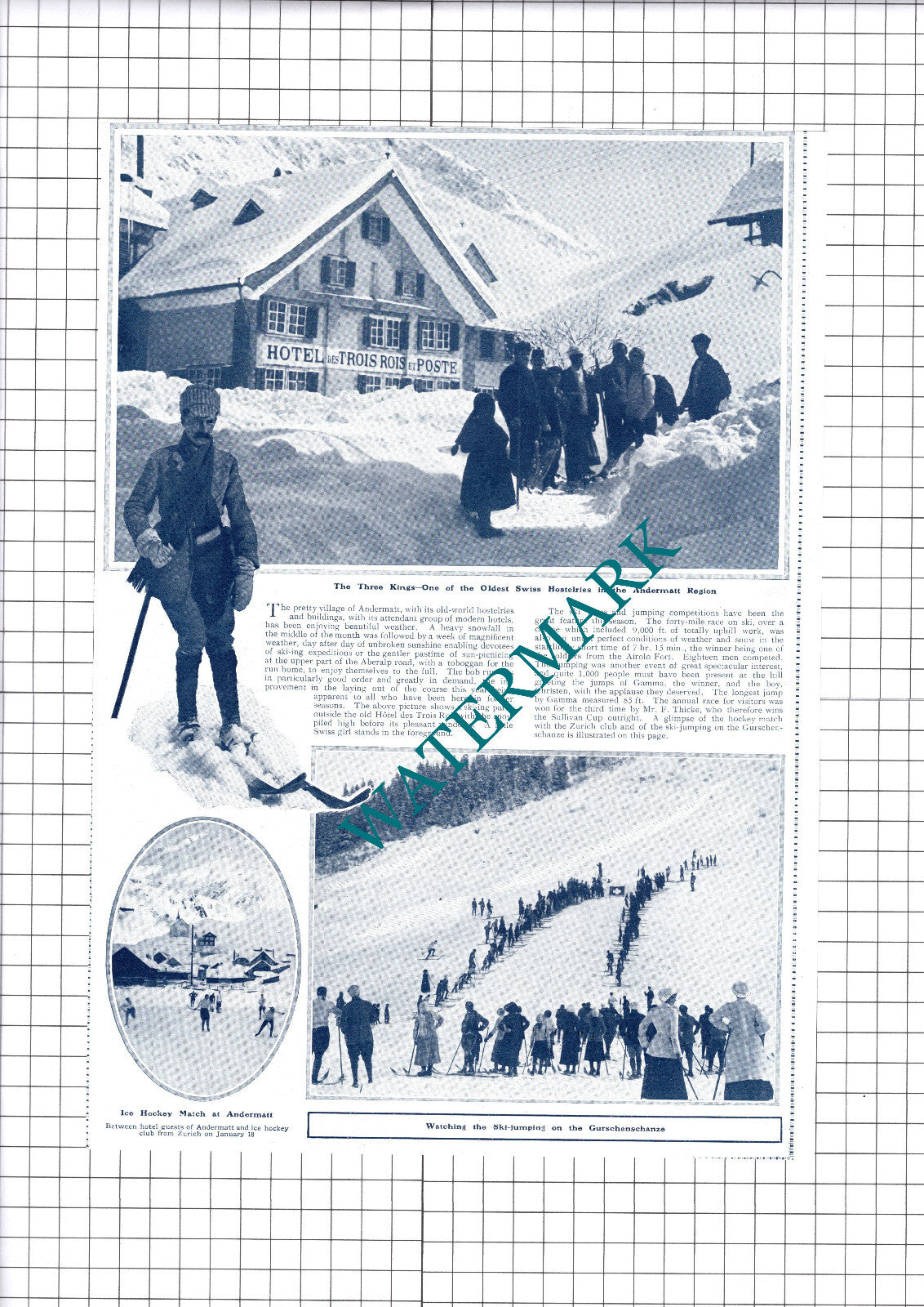 Three Kings Hotel Des Trois Rois Andermatt Switzerland --  1914 Clipping / Print