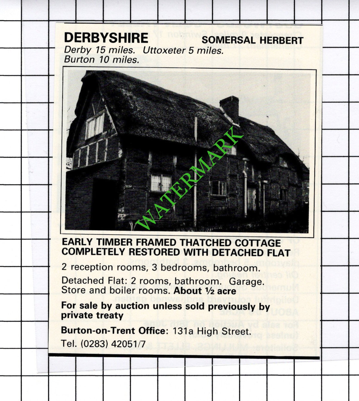 Somersal Herbert Derbyshire  House Sale Advert - 1981 Cutting