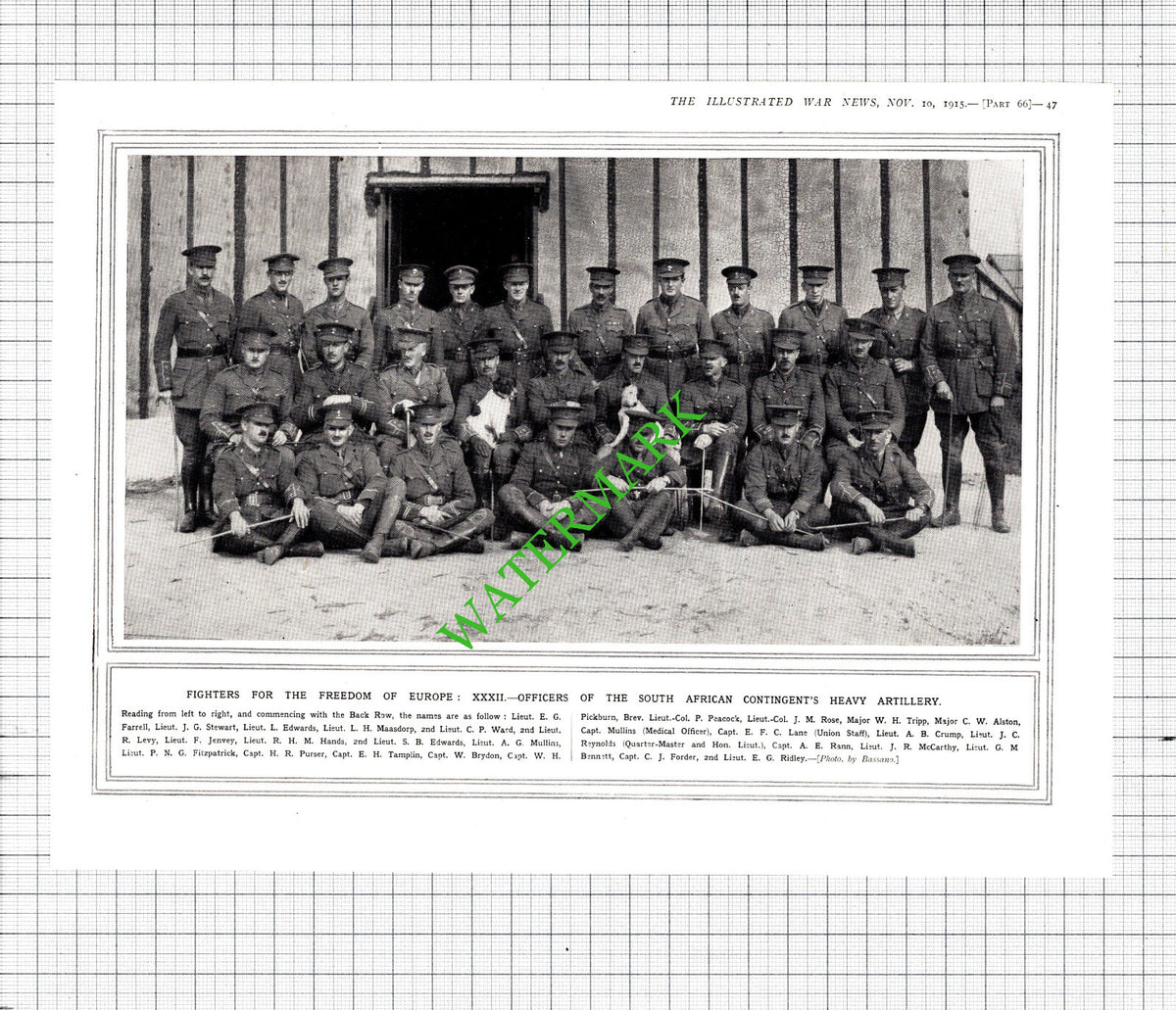 South African Contingent Jenvey Rann Tamplin Crump Mullins WW1   - 1915 Cutting