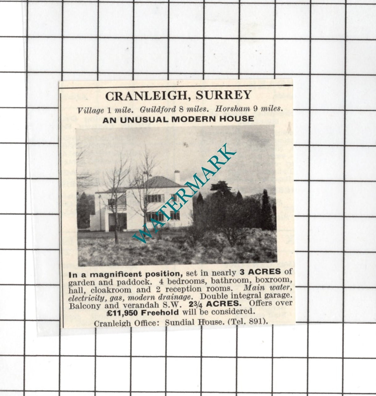 Cranleigh Surrey SMALL House Sale Advert - 1967