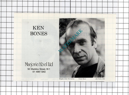 Terence Booth Actor /   Ken Bones Advert - 1986 Cutting