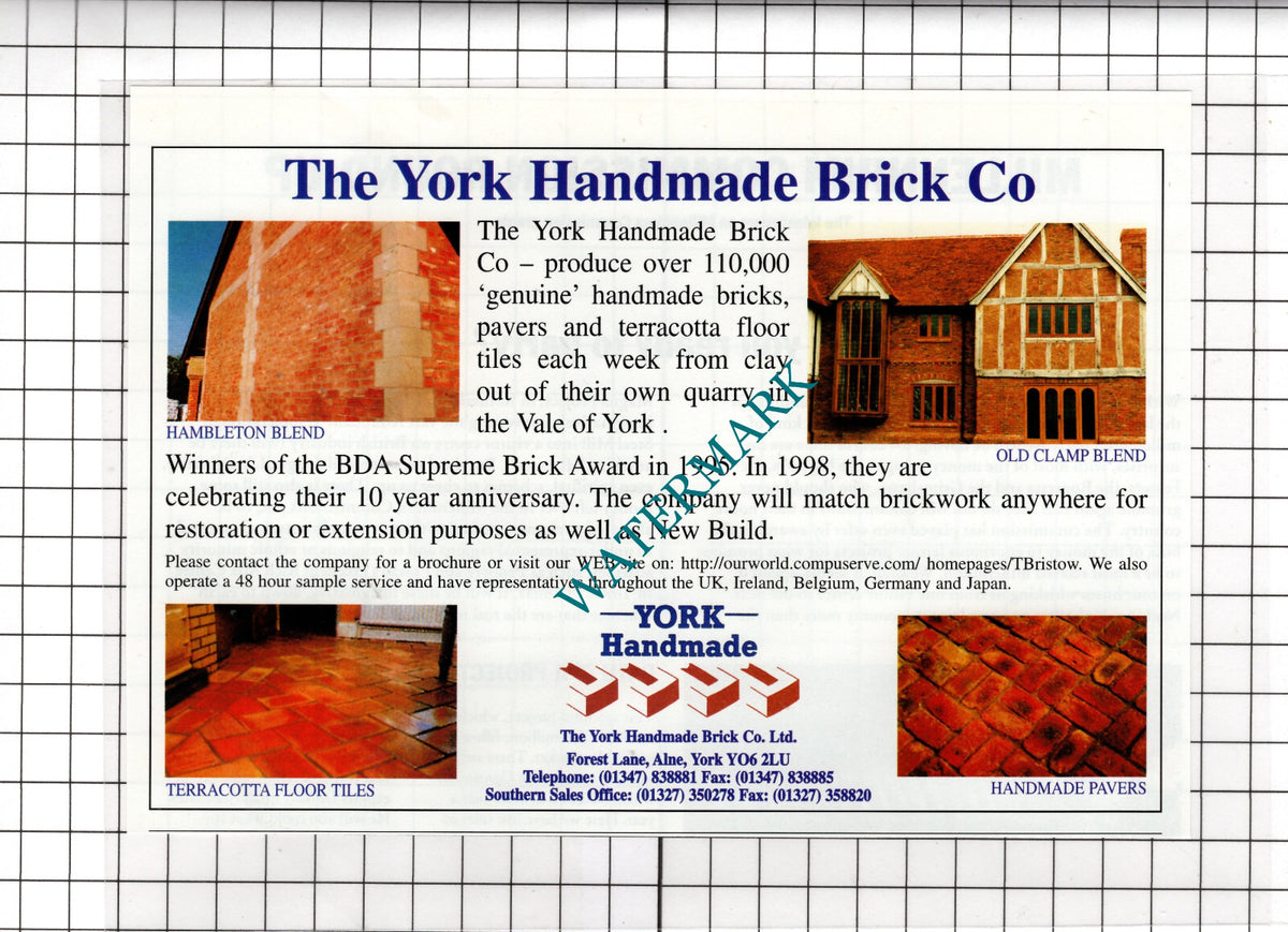 The York Handmade Brick Co Alne York Advert   - 1998 Cutting