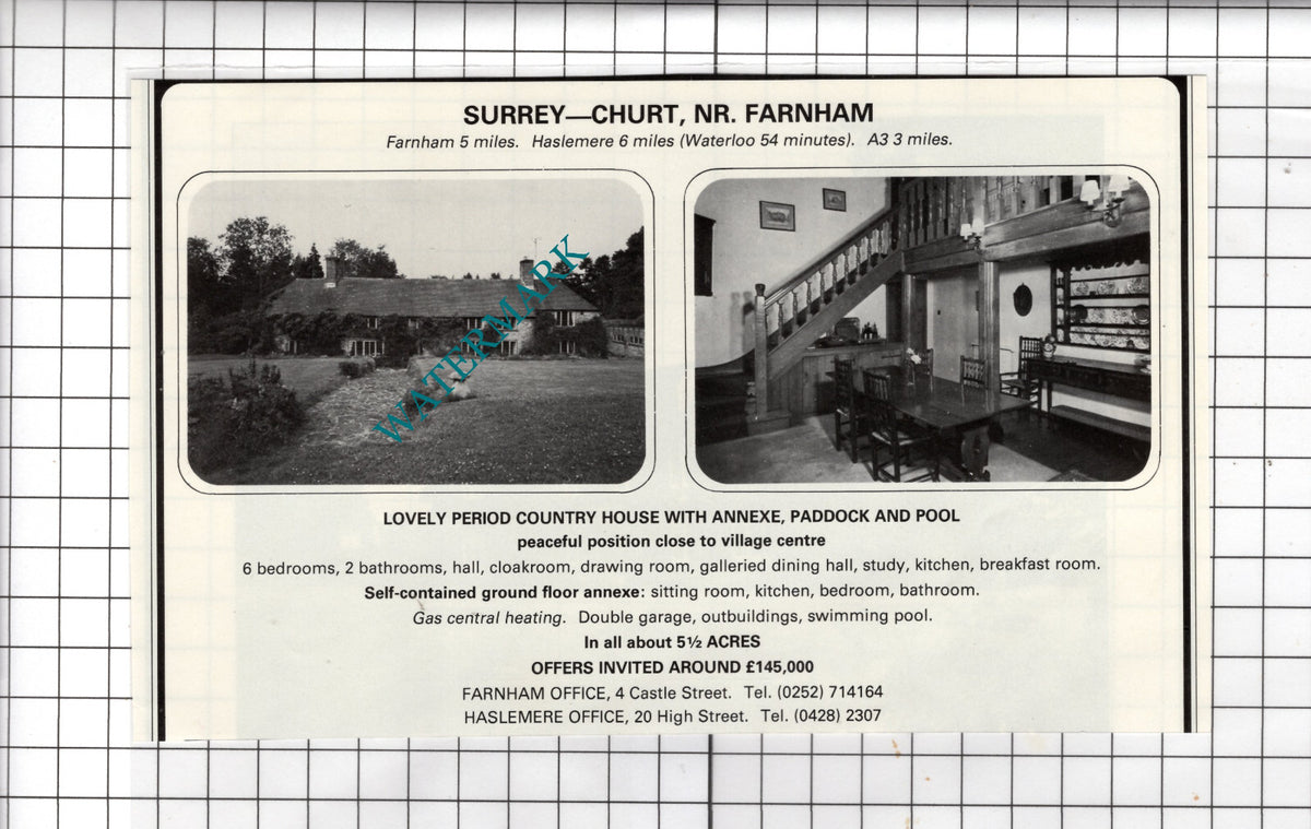 Churt Surrey - 1980 House Sale Advert