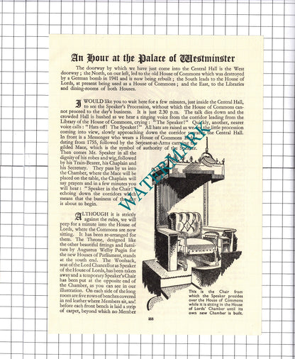 Palace Of Westminster Caireen Fawcett - 1940's Article
