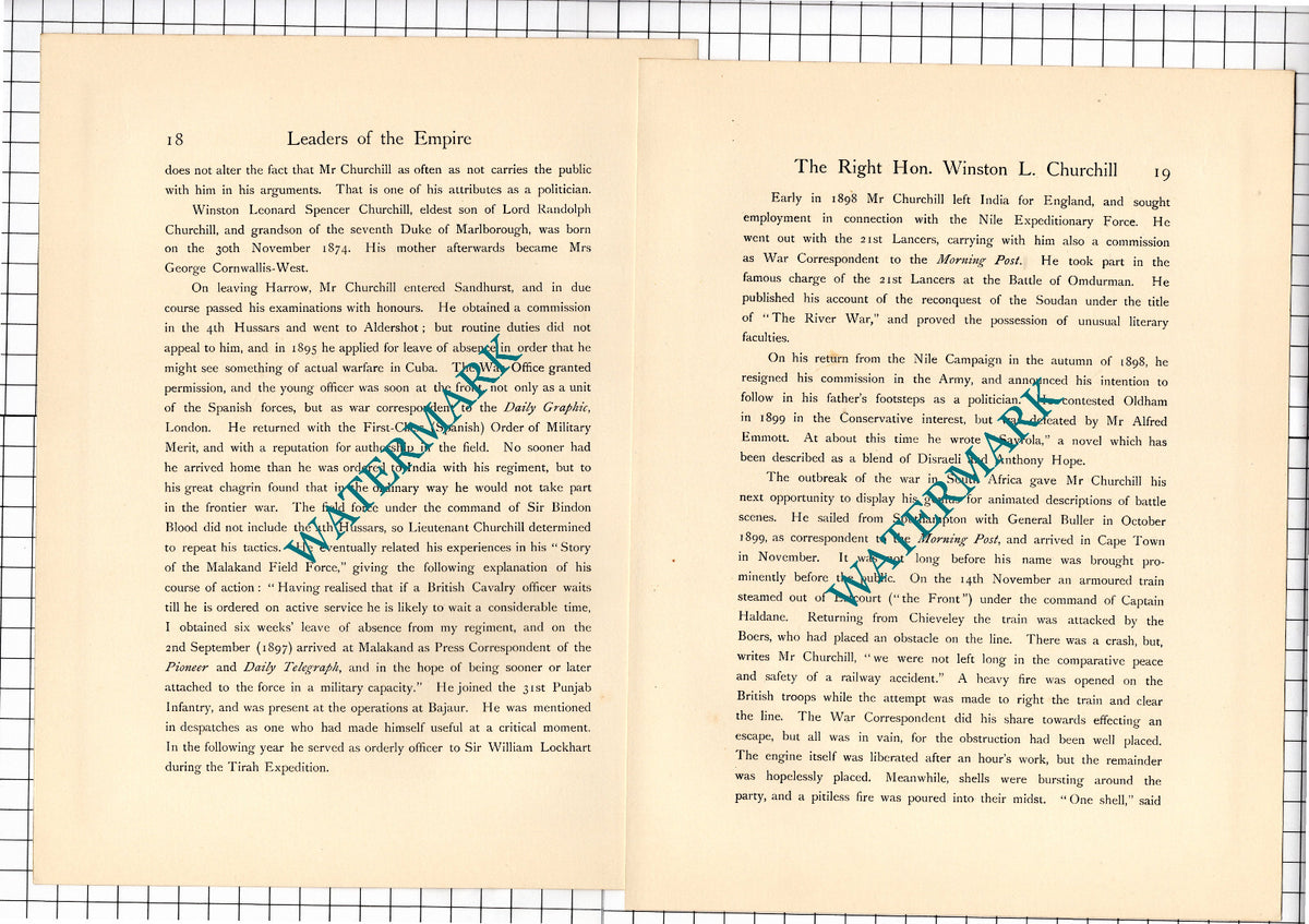 The Right Hon Winston Churchill -   1920's Article/ Print