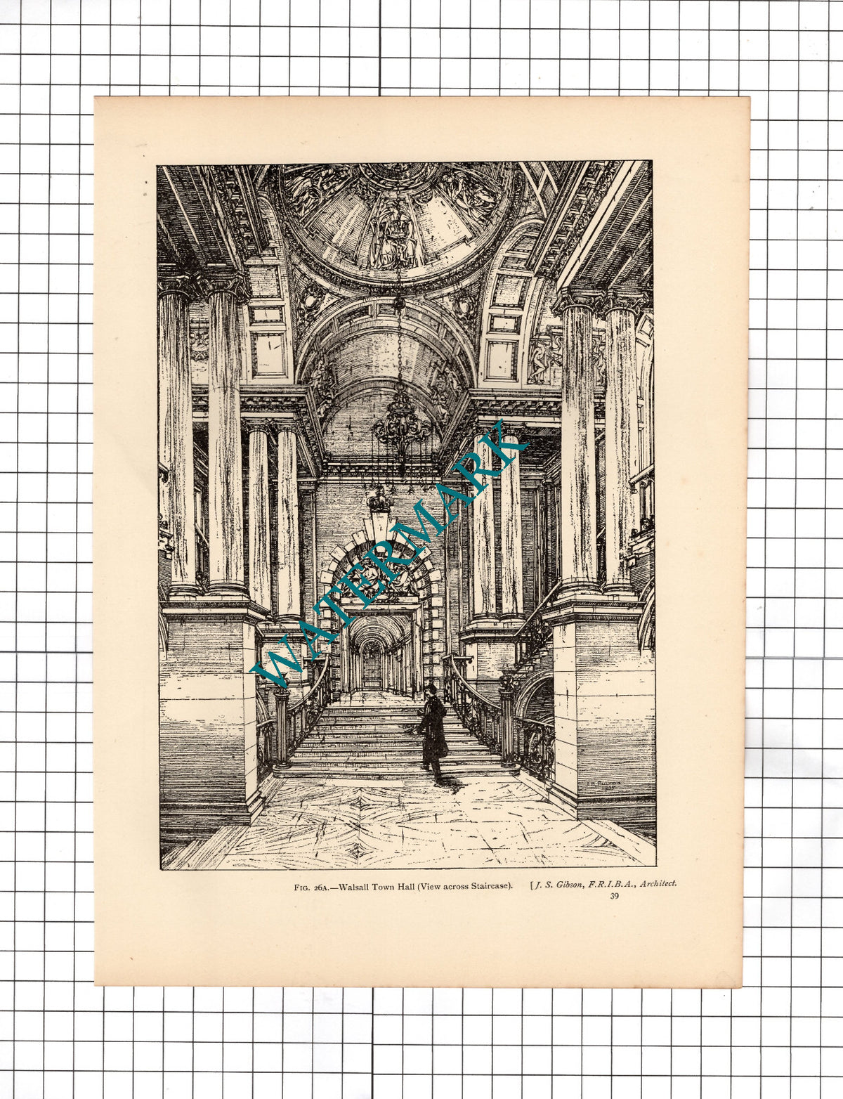Walsall Town Hall  West Midlands England J S Gibson Architect   - c.1910 Print