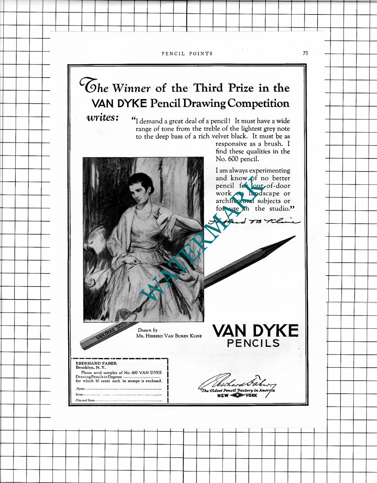 Mr Hibberd Van Buren Kline Van Dyke Pencil Advert -1927 Clipping / Print