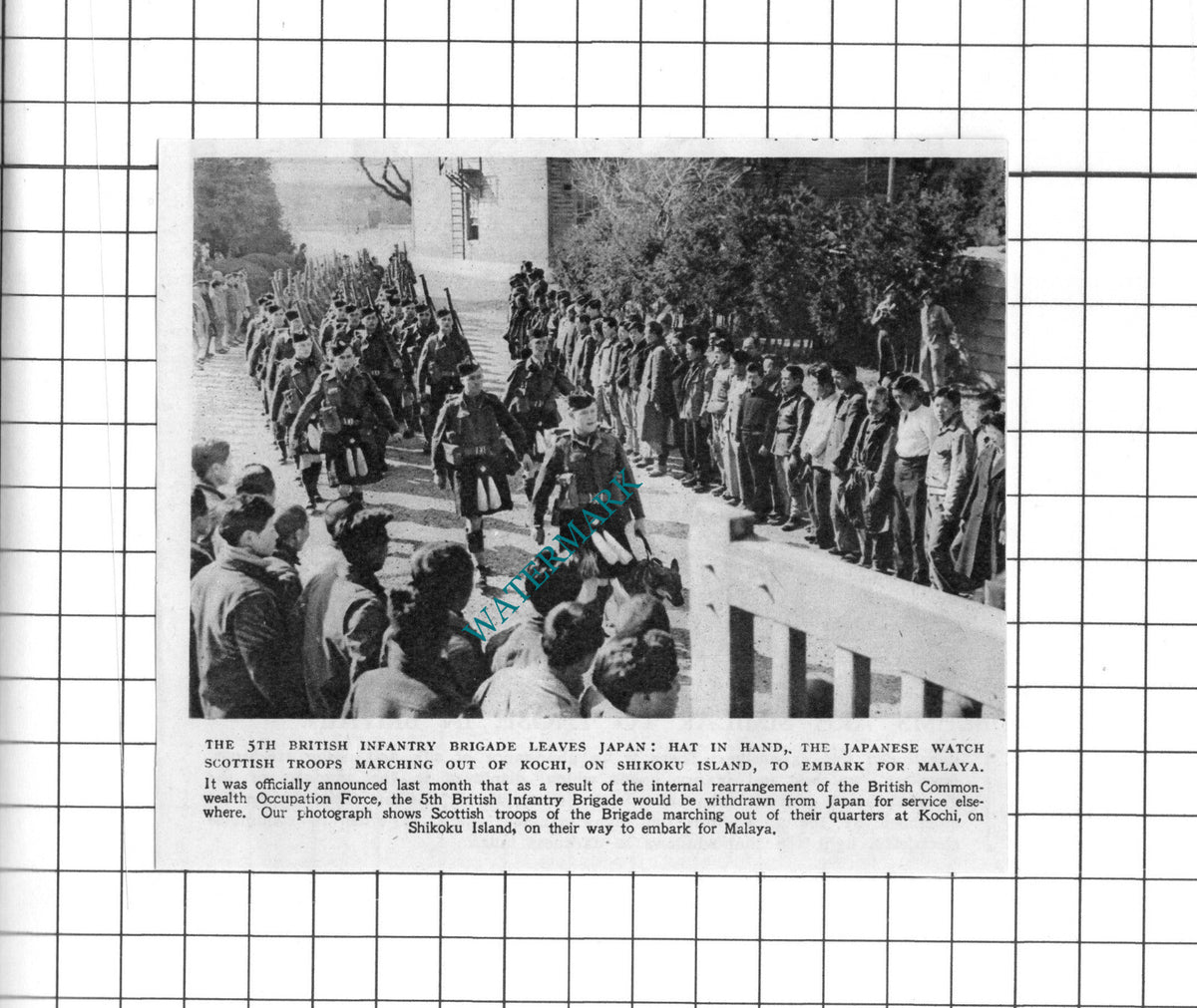 5th British Infantry Brigade Japan Kochi  - 1947 Clipping