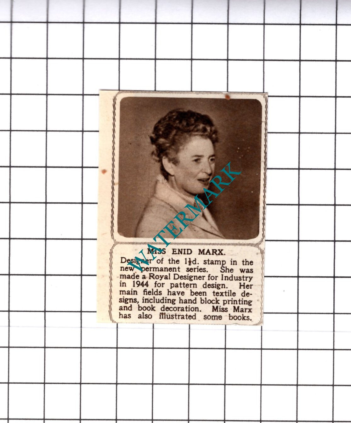 Miss Enid Marx - 1952 SMALL Cutting