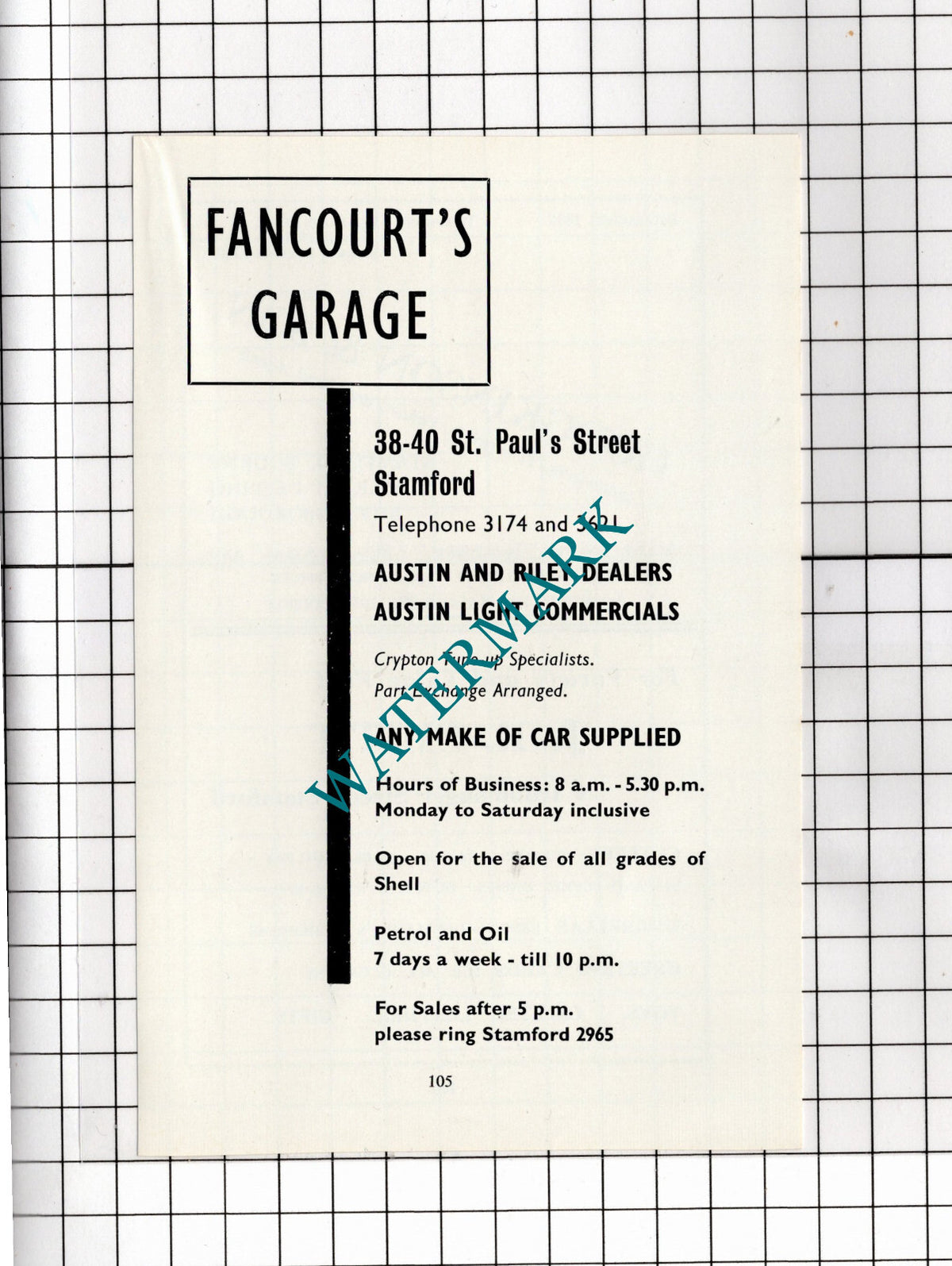 Fancourt's Garage Stamford Lincolnshire Advert - 1966 Clipping