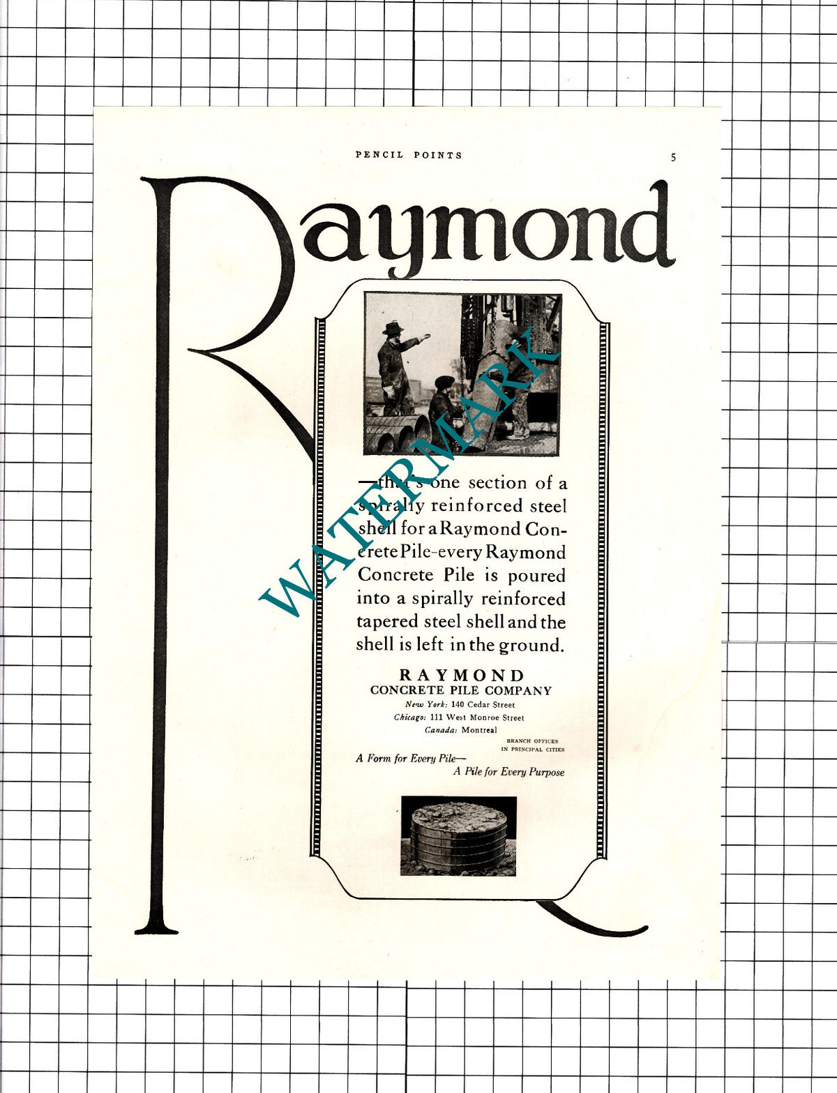 Raymond Concrete Pile Compnay New York  - 1926 Advert / Print