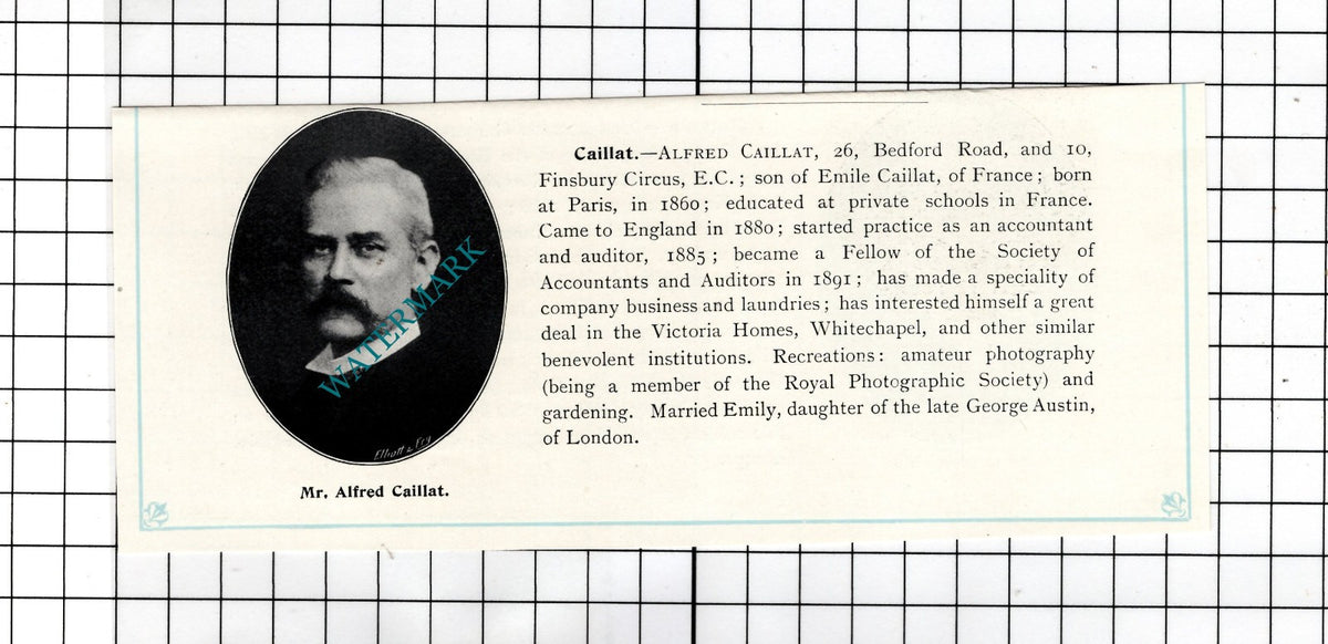 Alfred Caillat Paris France / John Paxton Clarkson Lee Kent - c.1905 Clipping