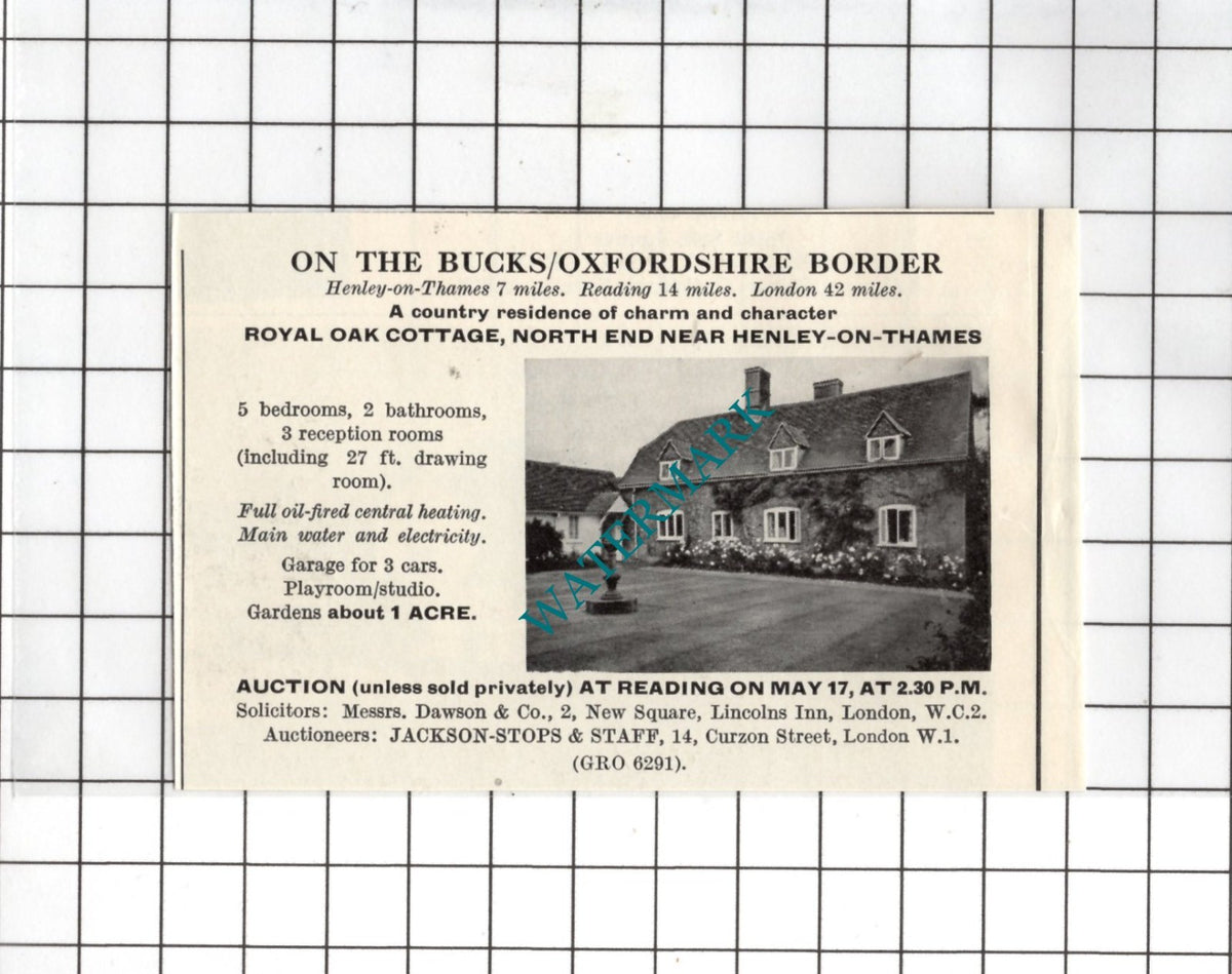 Royal Oak Cottage Northend Buckinghamshire SMALL House Sale Advert - 1967