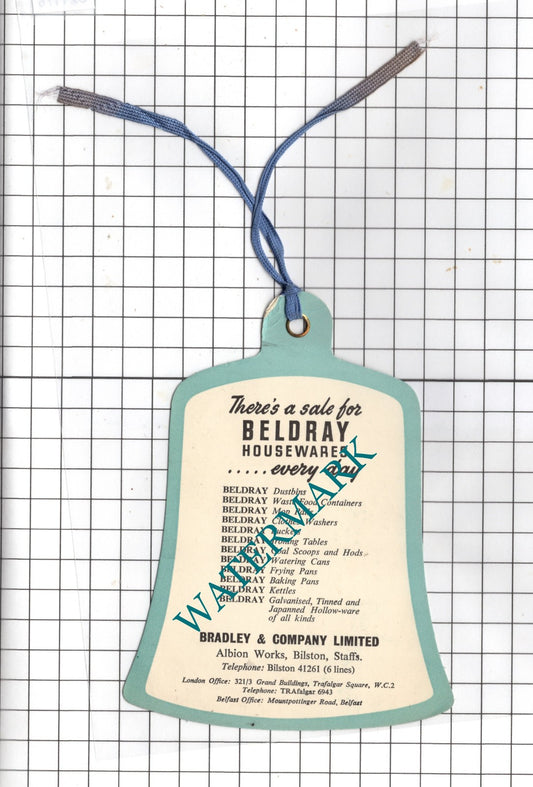 Beldray  Bradley & Co Bilston Staffs Bell-Shaped Advertising Card - 1954 Advert