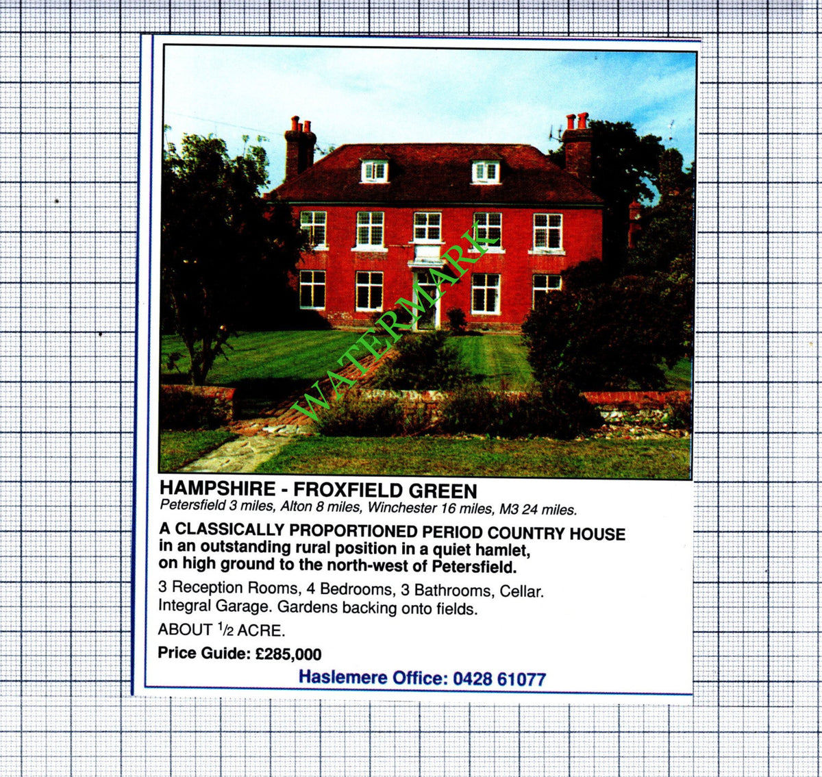 Froxfield Green Hampshire Sale Advert - 1991 Cutting
