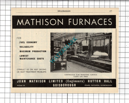 John Mathison Ltd Hutton Hall Guisborough / W H Allen & Sons Bedford 1951 Advert