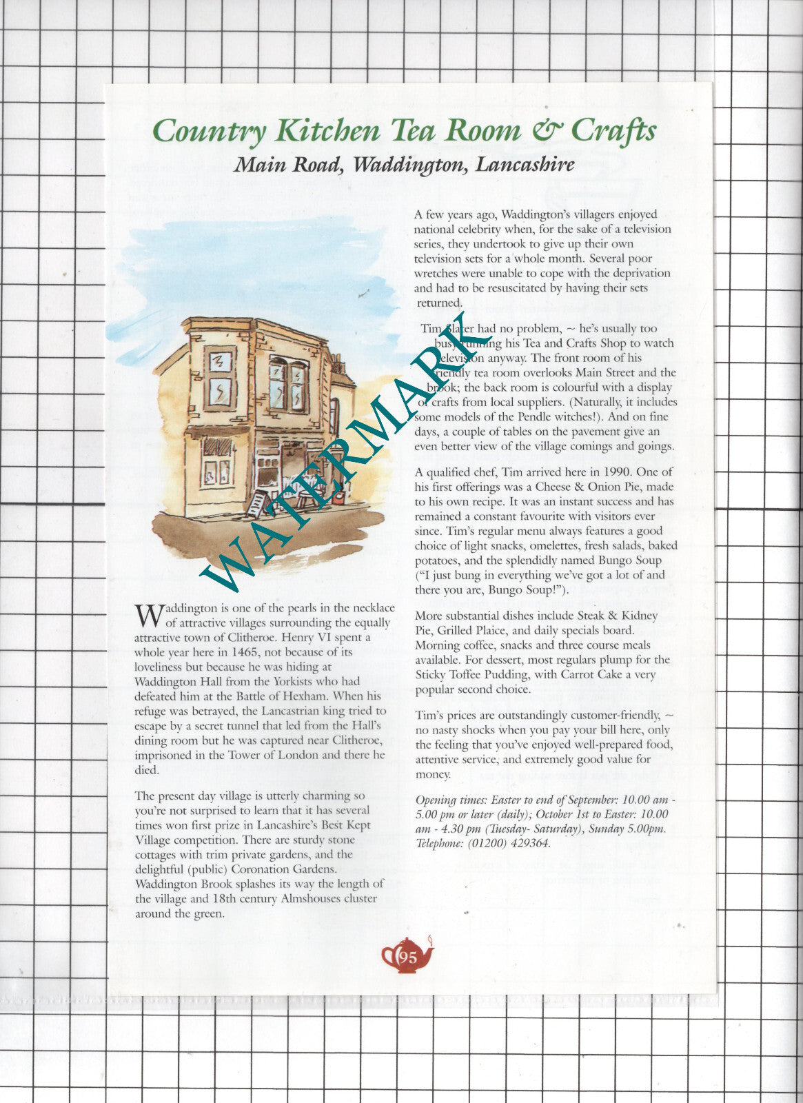 Country Kitchen Tea Room Waddington Lancashire Tim Slater - c.2000 Advert