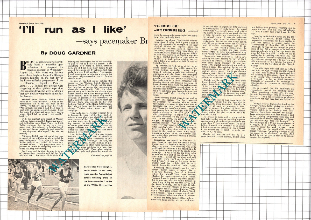 Michael Bruce Tulloh Runner  - 1961 Article / Print