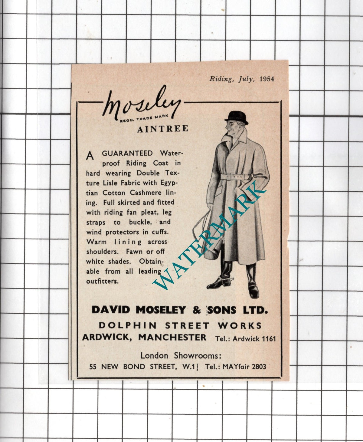David Moseley & Sons Ltd Dolphin Street Works Manchester - 1954  Small Advert