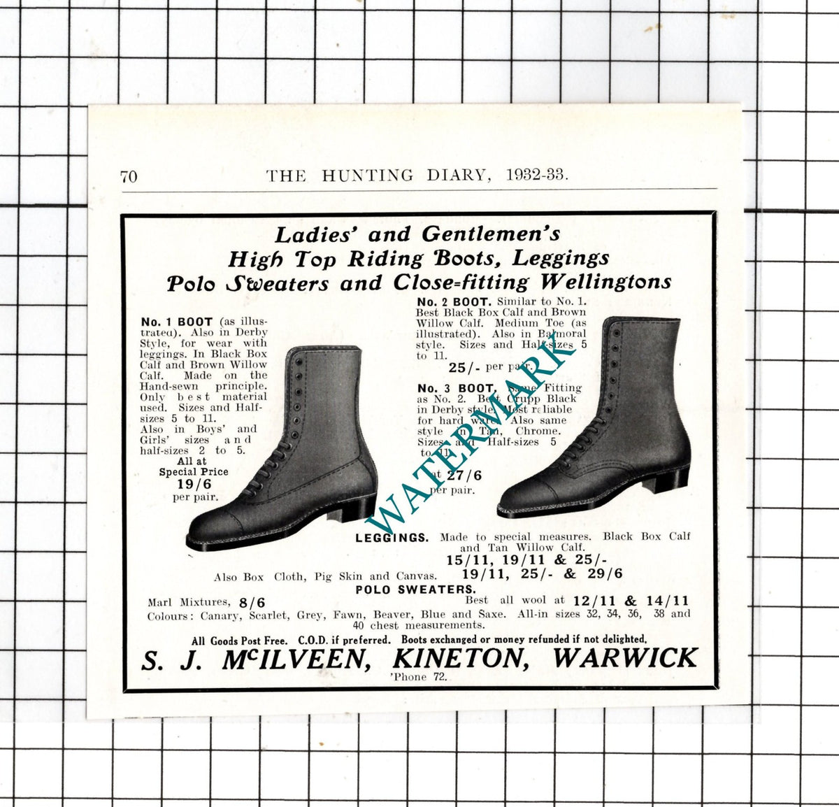 S J McIlveen Kineton Warwick -   1932 Small ADVERT