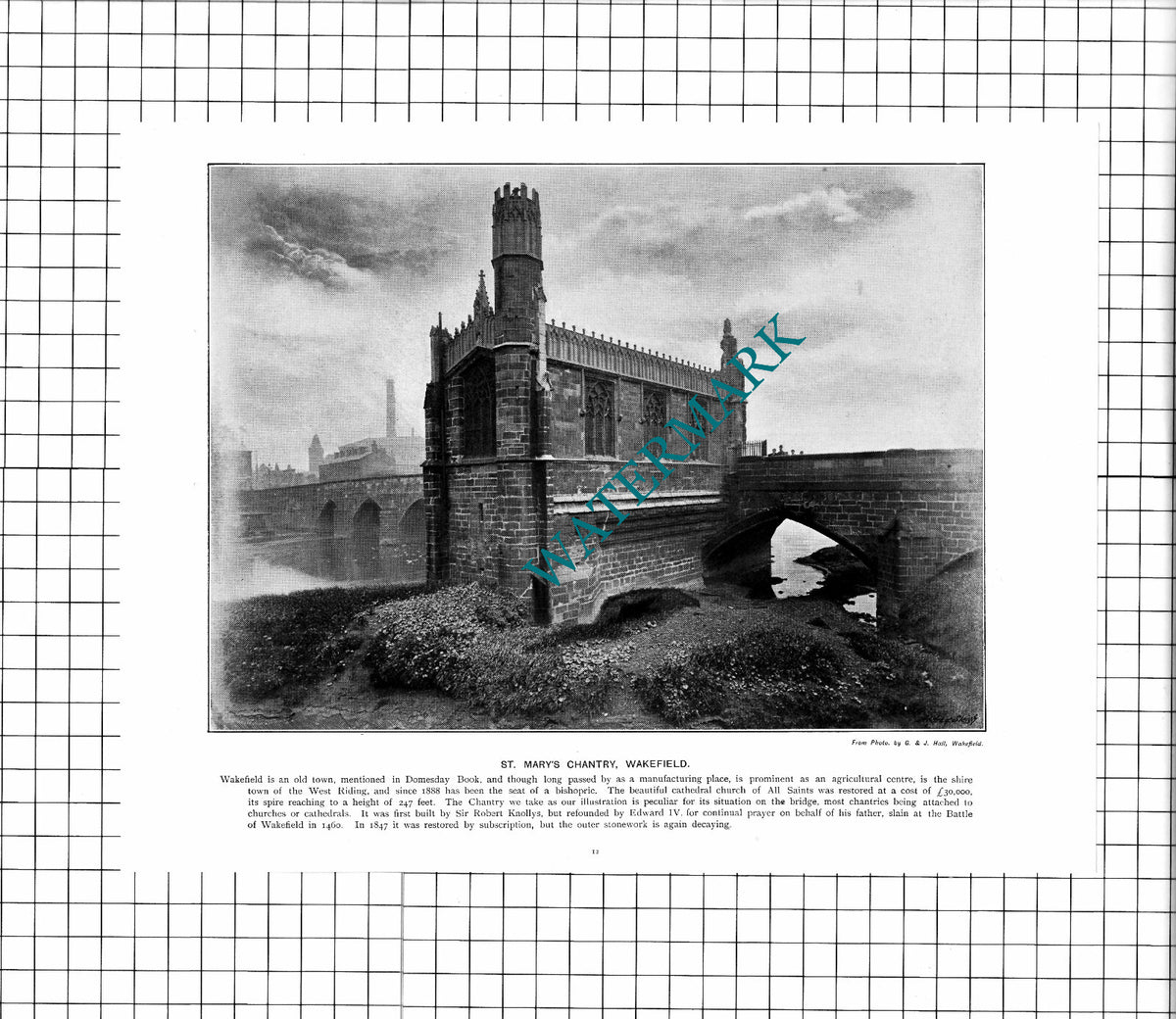 Winchester Hampshire  / St Mary's Chantry Wakefield - c.1900 Cutting/ PRINT