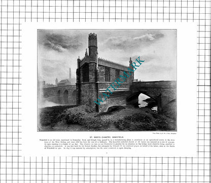 Winchester Hampshire  / St Mary's Chantry Wakefield - c.1900 Cutting/ PRINT