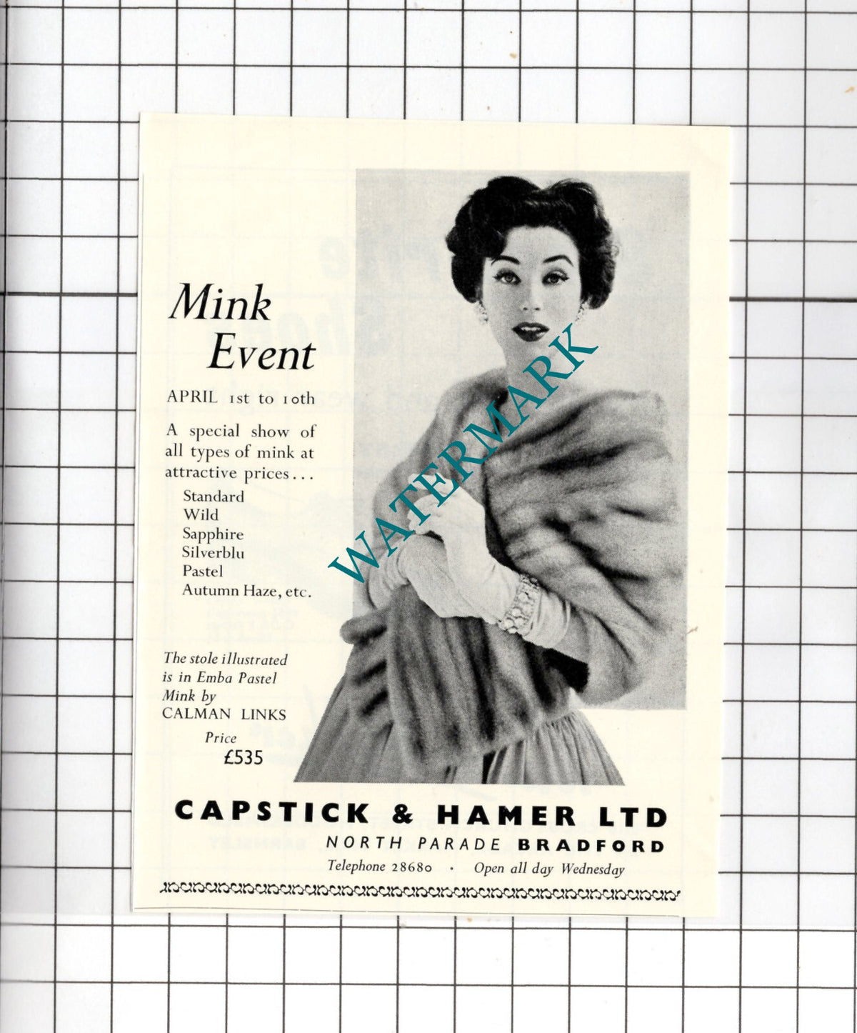 Capstick & Hamer Ltd Bradford Yorkshire   - 1957 Small Advert