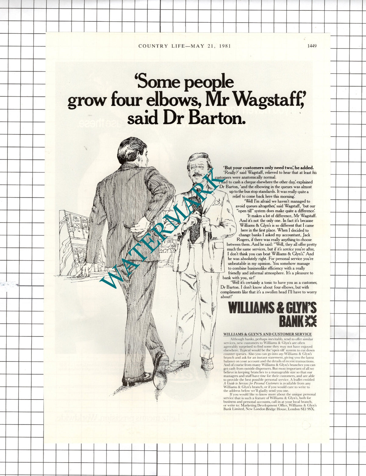 William & Glyn's Bank Advert - 1981 Cutting