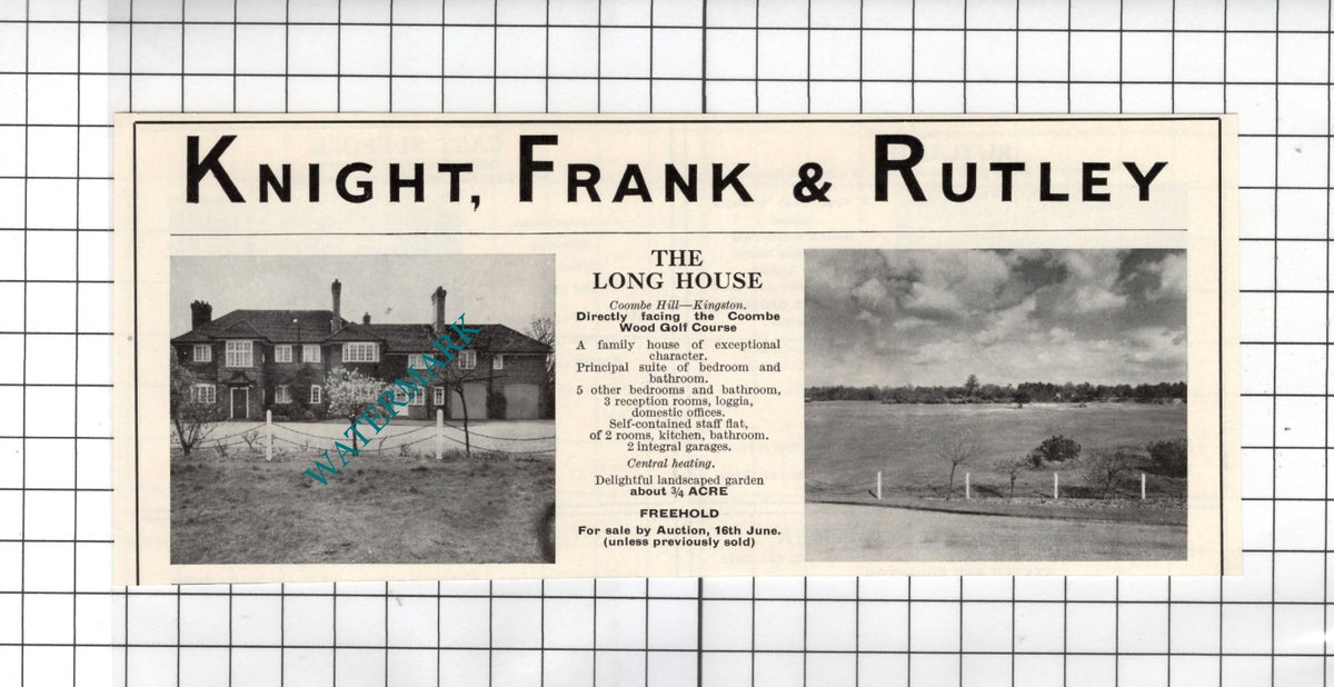 The Long House Coombe Hill Kingston Surrey   - 1967 House Sale Advert