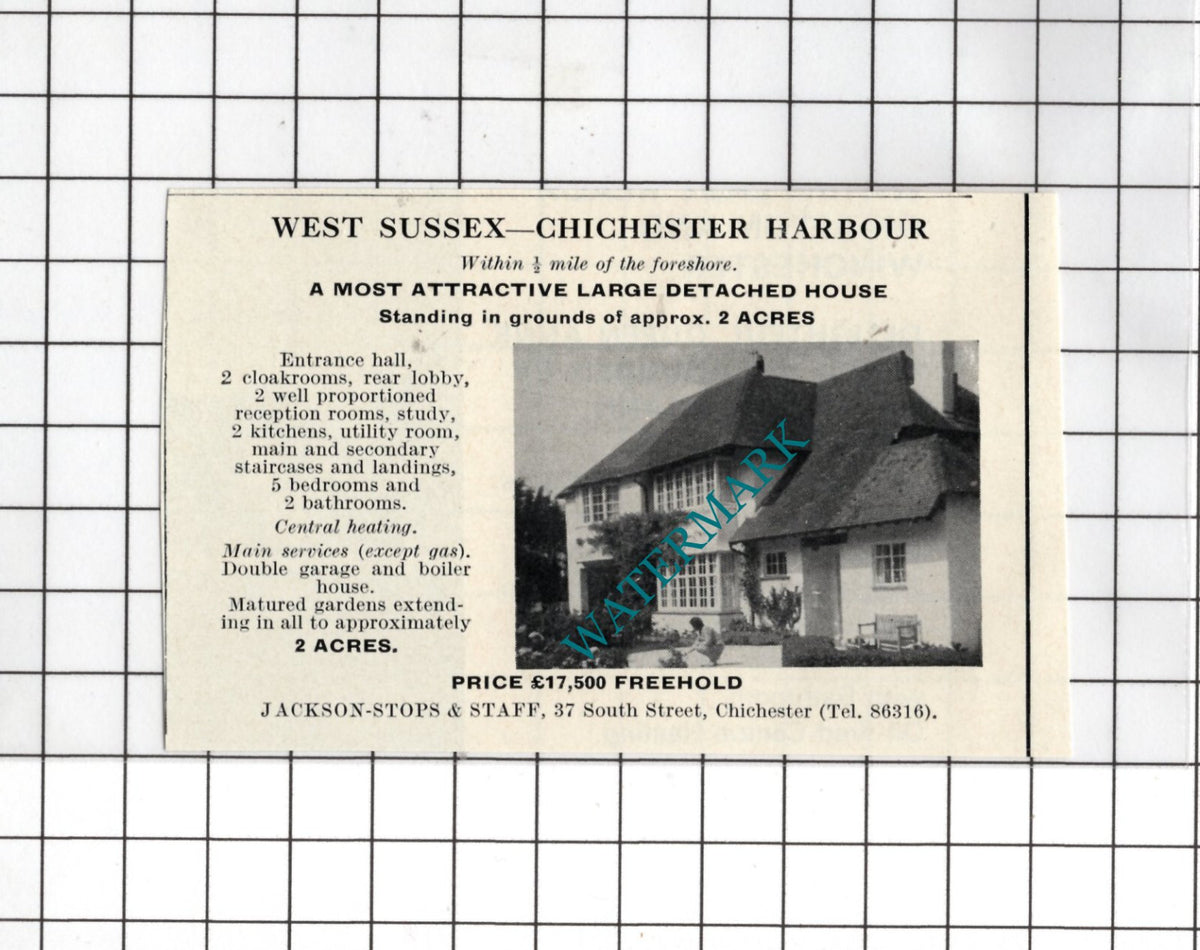 Chichester Sussex Harbour  - 1969 SMALL House Sale Advert