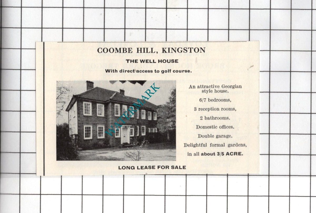 The Well House Coombe Hill Kingston Surrey   - 1967 SMALL House Sale Advert