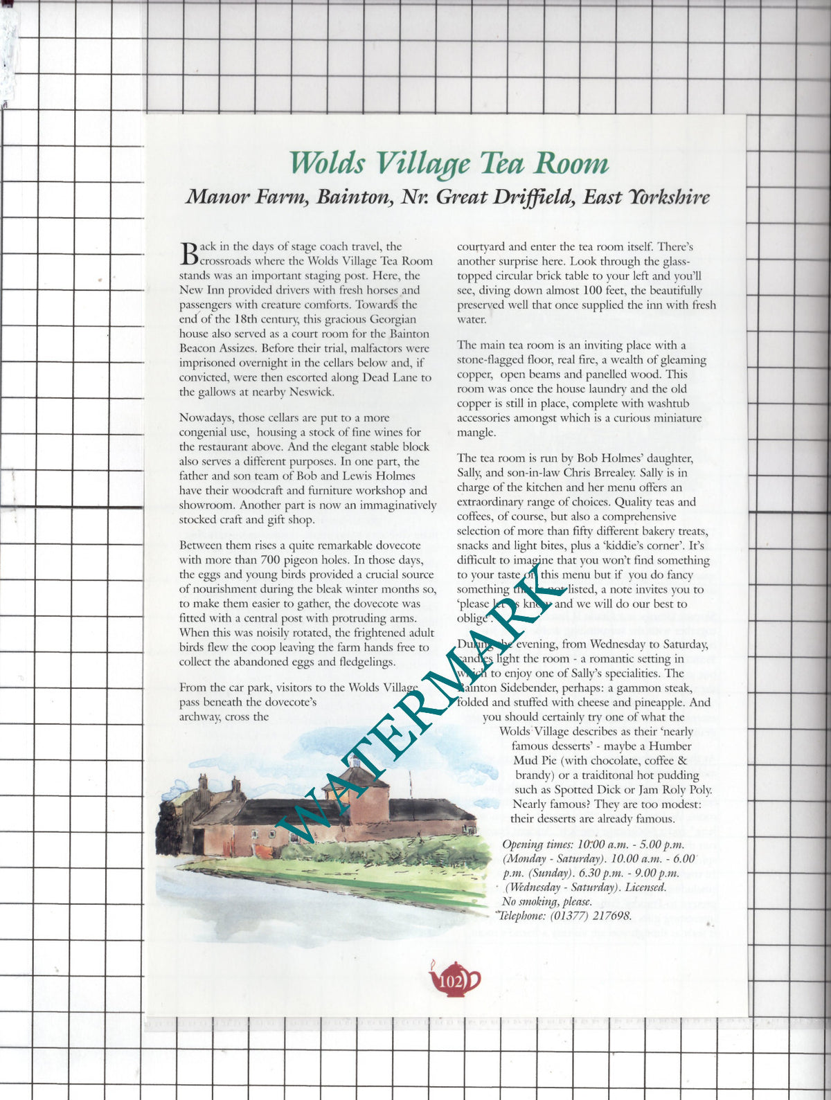 The Grainary Skipsea Grange / Wolds Tea Room Bainton Yorkshire -c.2000 Advert